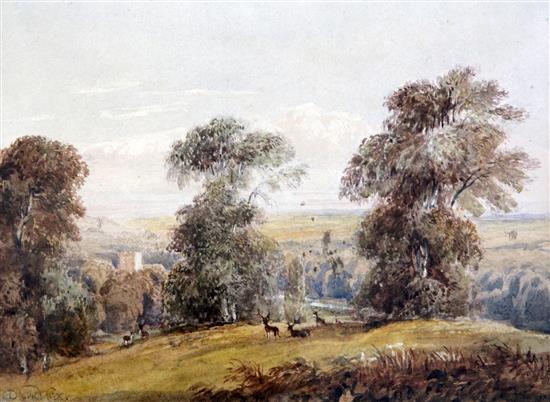 David Cox (1809-1885) Deer Park and Study of a church, 9 x 12in. and 6 x 9in.